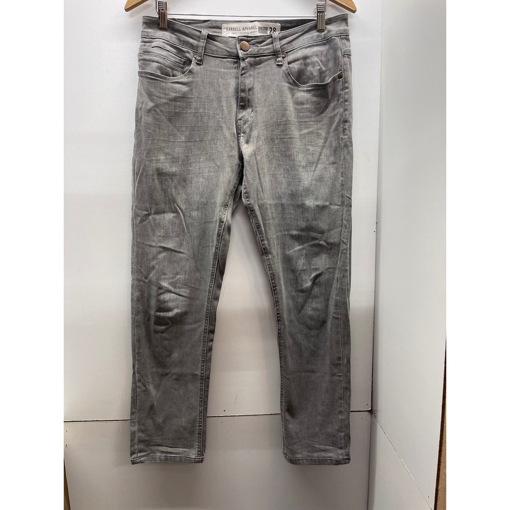 Barbell Apparel Mens Slim Fit Athletic Grey Denim Jeans Size 28 Stretch